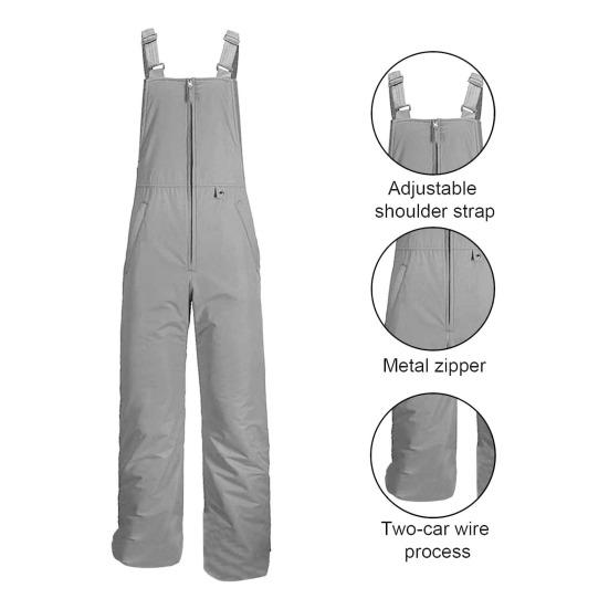 Men Ski Pants Adjustable Shoulder Strap Quick Dry Waterproof Windproof Winter Metal Zipper