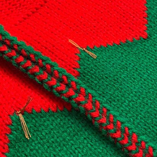 Christmas Hat with Bells Plush Ball Decor Red Green Patchwork Color Breathable Santa Claus Hat Daily Party Wear