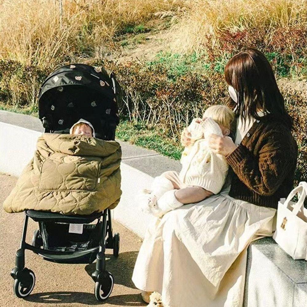Windproof Baby Stroller Blanket Cartoon Bear Newborn Swaddle Wrap Toddler Trolley Cover  Winter