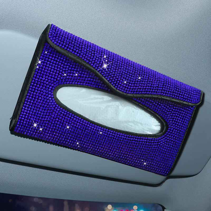 Diamond Crystal Car Tissue Box Holder High-end Luxury Sun Visor Multicolor Paper Box Bling Auto Interior Storage Car Acessories