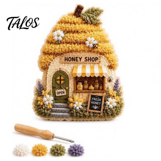 Educational Art Activity for Adults 3D House Theme Fabric Punch Needle Kit Beginners & Adults, Complete DIY Decorative Fantasy Home Ornament