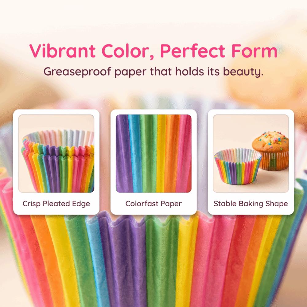 Rainbow Color Colorful Cupcake Liners Greaseproof Nonstick Cake Molds Cake Baking