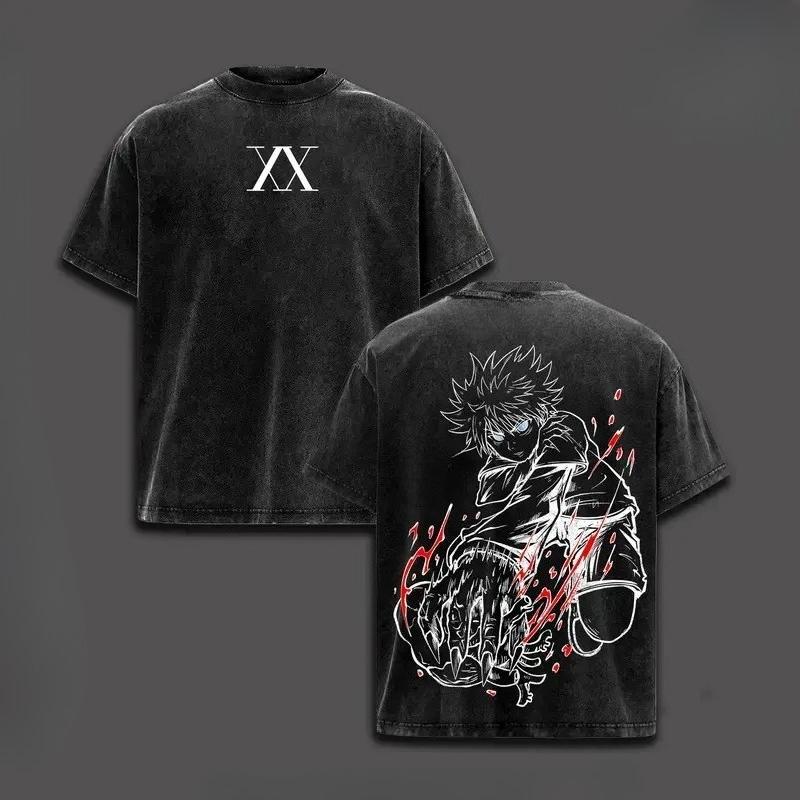 

Hot Anime Hunter x Hunter Killua Graphic Tee Men Women Clothing Washed Cotton Tshirt Casual T-shirt Harajuku Vintage T Shirt XXL чорний