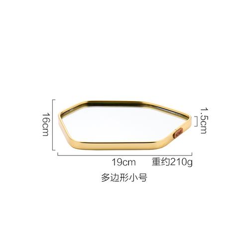 Golden Glass Mirror Storage Tray Irregular Metal Decoration Desktop Jewelry Ring Display Home Aromatherapy Pendulum
