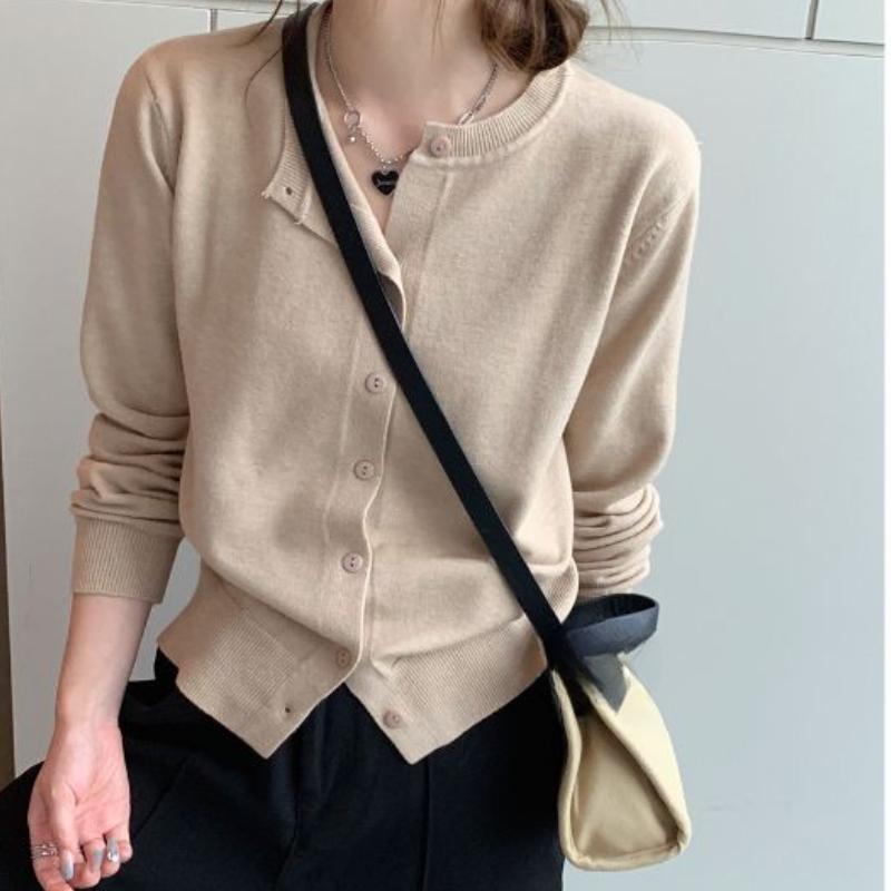 A New Style of Women's Knitted Cardigan Sweater Coat Paired with A Loose Top