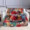 Colorful Coca-Cola Can Art Patterned Flannel Blanket Perfect for the Bedroom Living Room, Sofa, or a Little Nap