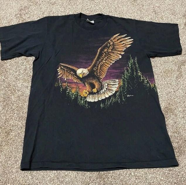 VINTAGE 90s HAZELWOOD Eagle Made in USA Single Stitch Graphic Unisex T-shirt