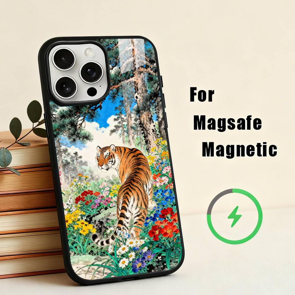 

T-tiger P-poster Phone Case For iPhone17,16,15,14,13,12,11 Plus,Pro Max Magnetic For Magsafe Wireless Charging iPhone13