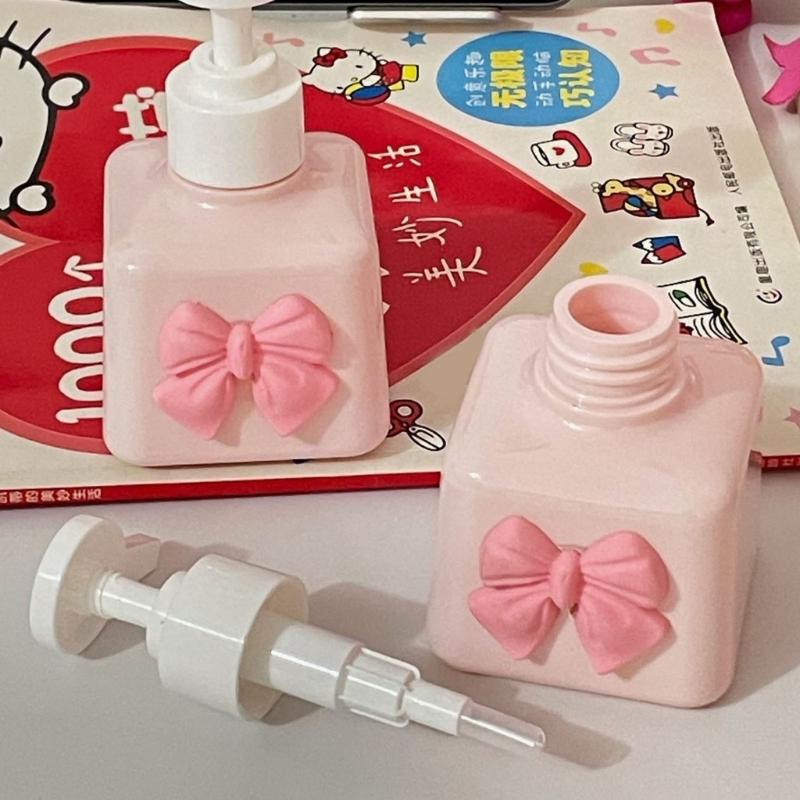 Leakproof Plastic Soap Dispenser Bottle With Decorative Bowknot Design Travel Soap Holder Bottle For Shampoo Lotion