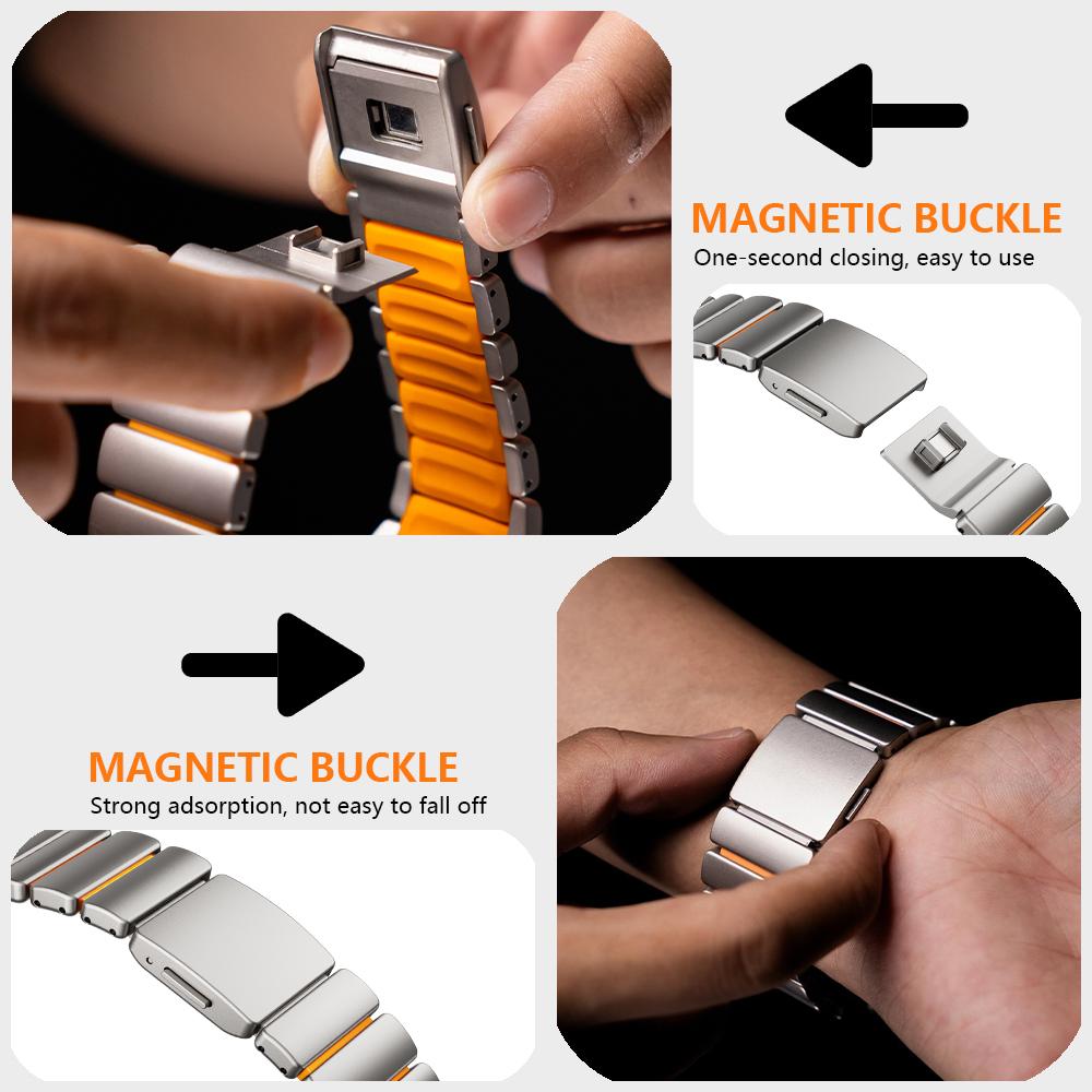 Luxury Titanium+Silicone Strap for Samsung Galaxy Watch 8 Classic 46mm 8 44/40mm Metal Men Band for Galaxy Watch Ultra 2025 47mm