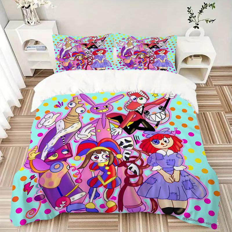 3Pcs Colorful Circus Characters Bedding Sets For All Sizes New 3D Printed Bed Cover Comforter Duvet Cover Pillowcase Bedroom Decoration