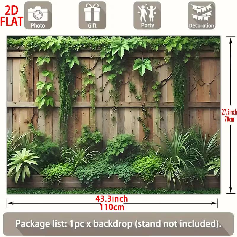 Cozy Backyard Tapestry, Rustic Wood Fence with Trailing Ivy and Greenery Print Backdrop