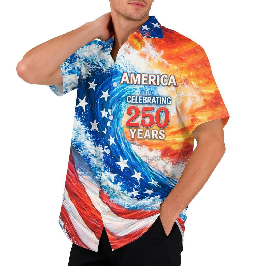 Men's Casual Printed Short Sleeve Open Front Cardigan, Independence Day Festival Tops