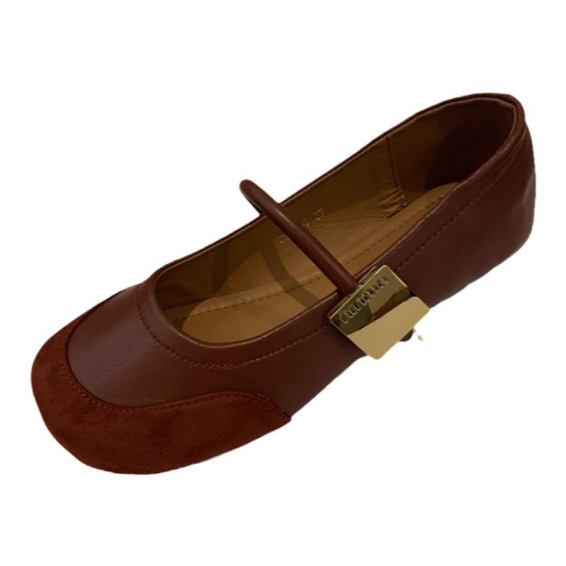 Red Mary Jane Shoes Women's Shoes Spring 2025 New Round Head Soft Sole Soft Surface Word with Shallow Mouth French Single Shoes