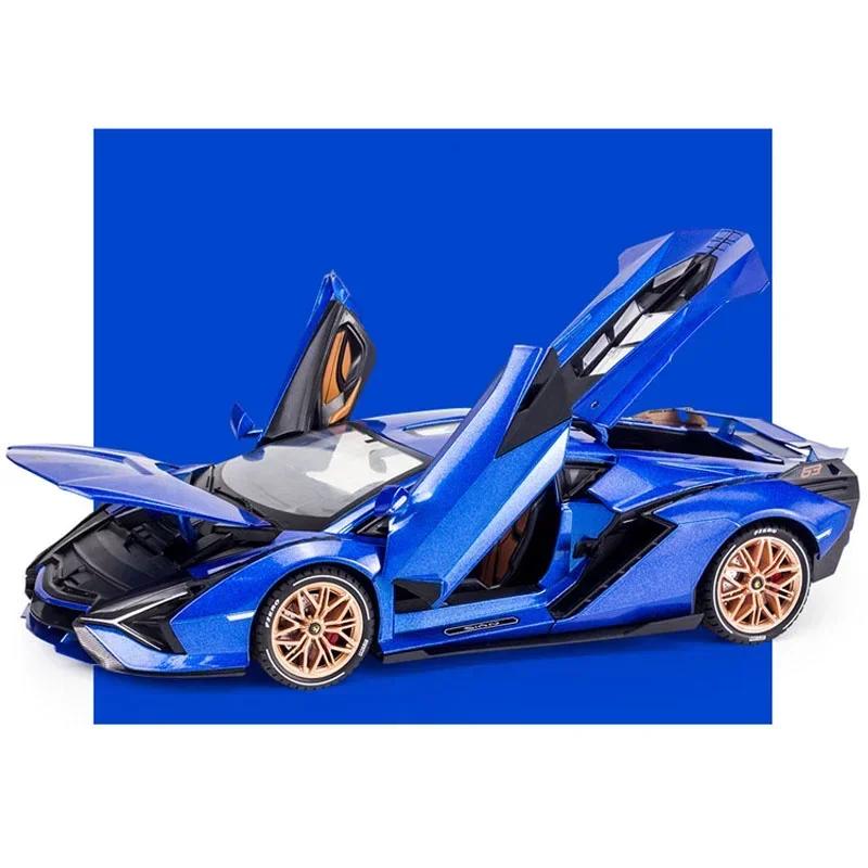 1/18 Lamborghini SIAN FKP37 Car Model Alloy Diecast Boys Toy Supercar High Simulation 4 Door Opened Collections Kids Toy