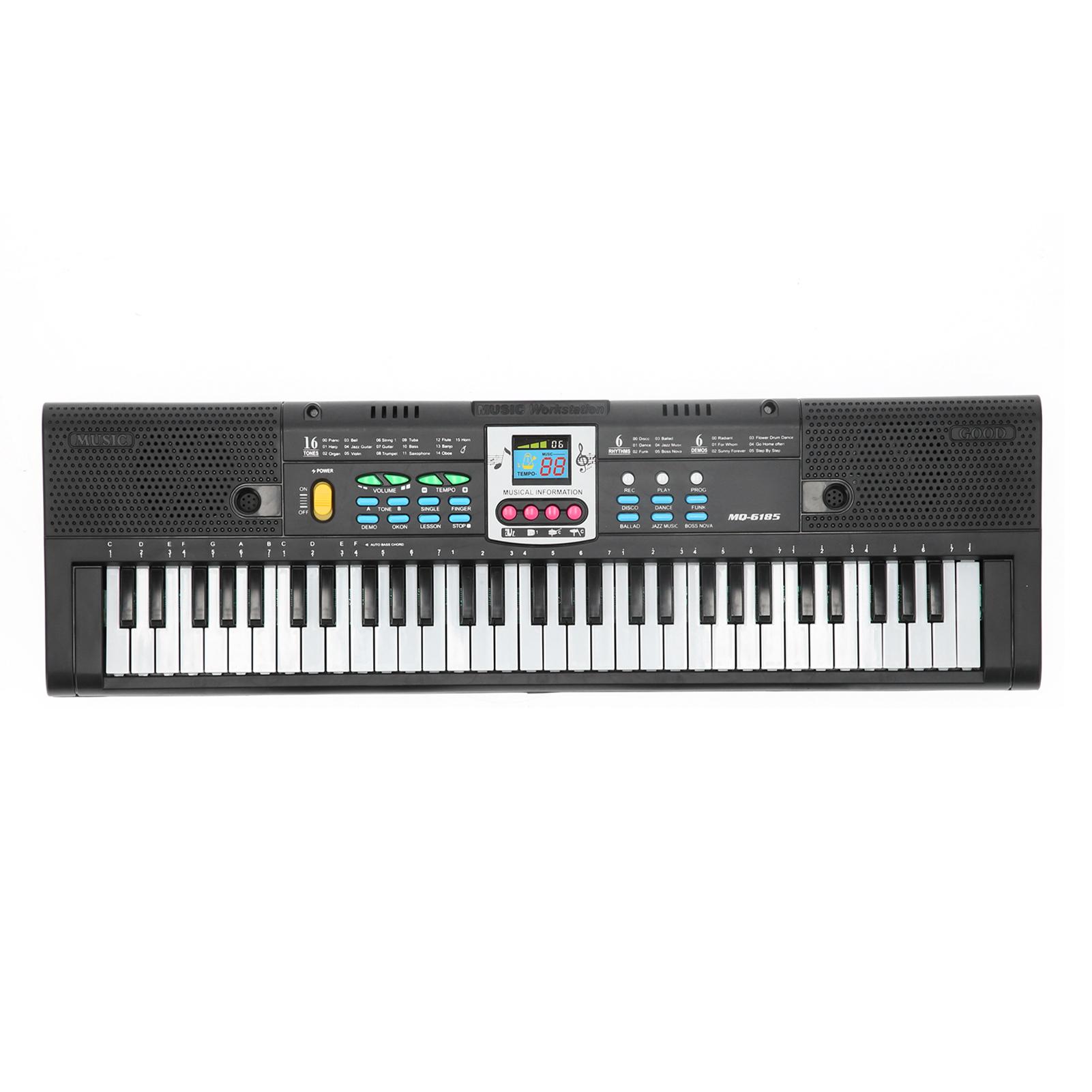 

61-клавишное мини-электрическое пианино черного цвета, многофункциональная студийная игрушка с микрофоном для начинающих