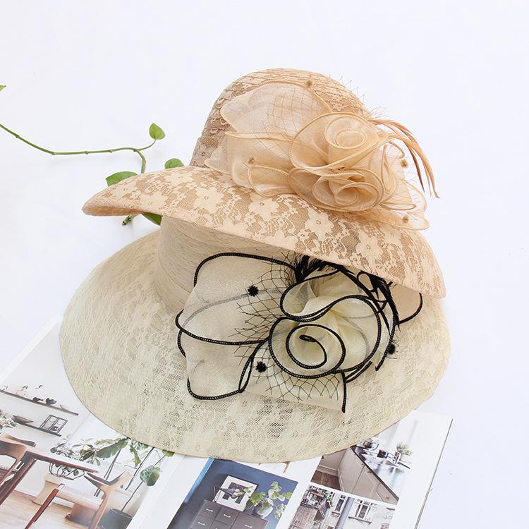 Temperament Lace Mesh Flower Big Edge Hat Children Summer Seaside Sunscreen Beach Hat Vacation Sunshade Cool Hat