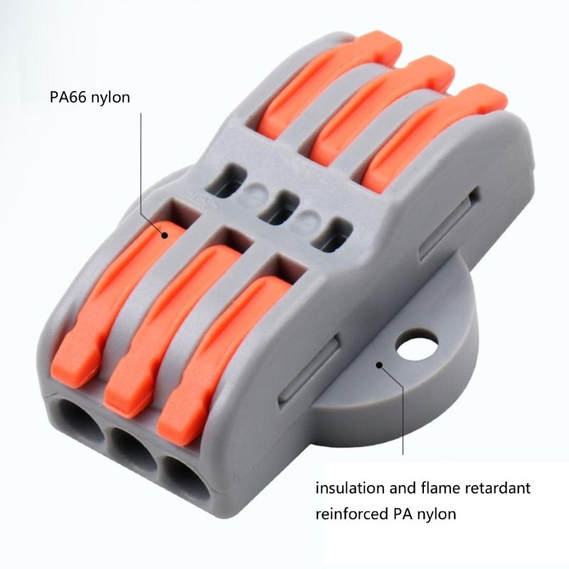 10Pcs Quick Wire Connector Push In Electrical Terminals Block For Soft And Hard Wires Quick Installation Enduring