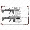 Plaque Métallique Vintage Uzi - Plaque Étain Pistolet Fusil, Décoration pour Fans Militaires Bar Club Café Pièce, Peinture Art Mural