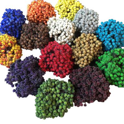 200x Mini Christmas Frosted Berry Artificial Flower Party Craft Decor Yellow