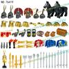 N501U-504U Medieval Castle Knight Building Blocks Figures Four Side UV Printing King Warhorse Weapons Accessories Toys Kid Gifts