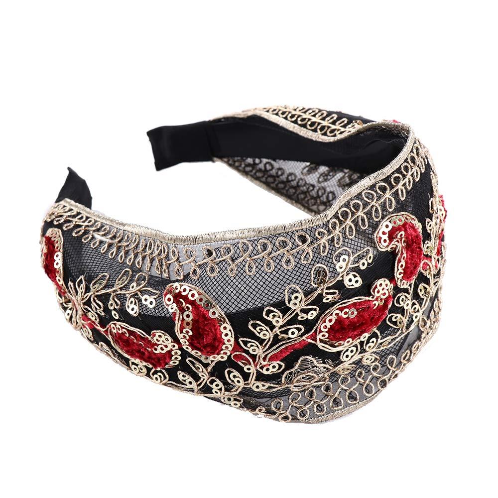 Cloth Wide Edge Korean Style Headband Headdress Female Hair Hoop Lace Embroidered Headband