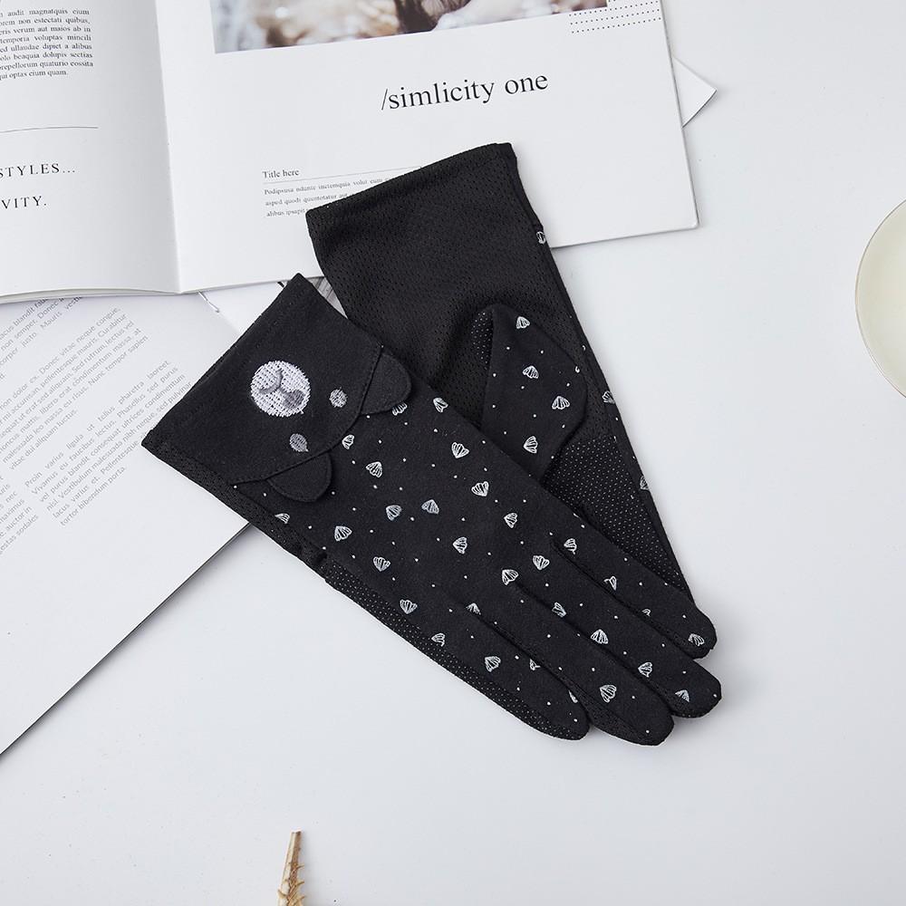 Women's Sunscreen Gloves New Spring and Summer Driving Korean Version of Lace Bow Riding Anti Slip Thin Touch Screen Gloves