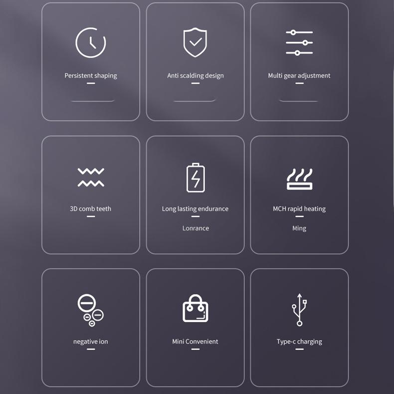 Digitální displej USB Hřeben pro rovnání vlasů Nastavitelná teplota Žehlička na vlasy pro ženy Nástroje pro úpravu vlasů pro ženy