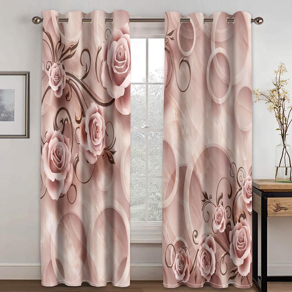 Metal Flowers Sunshade Curtains Digital Printing Custom Thin Curtains for Living Room Bedroom Decoration