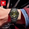 OLEVS Relógio de Pulso Masculino de Quartzo com Mostrador Rotativo 360° Fashion Roda Cubo de Roda Aro Carro Esportivo Aço Inoxidável à Prova d'Água
