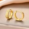 European & American French Retro Leaf Flower Gold-Plated Hoop Earrings