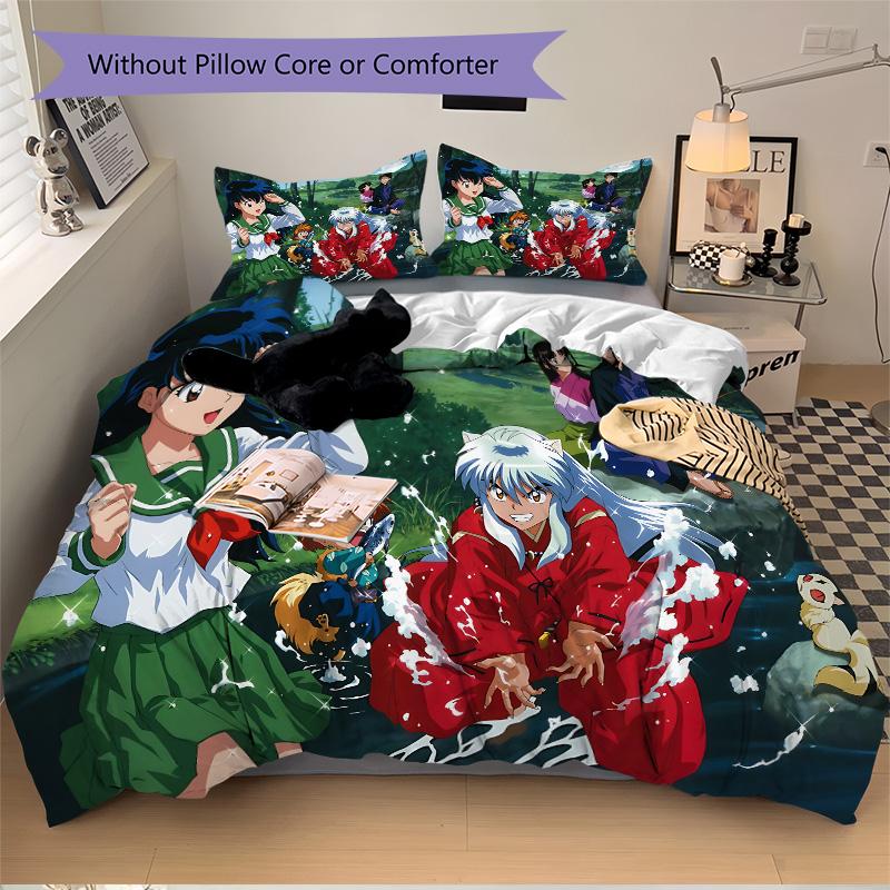 Anime Characters River Print 3Pcs Bedding Set,Duvet Cover with 2 Bedro,Pillowcase Home Birthday Gift