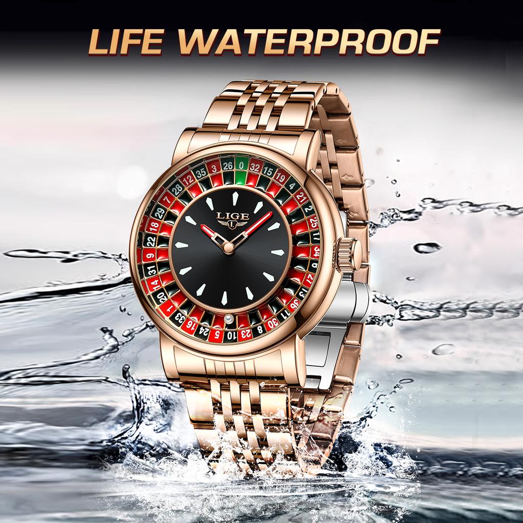 Luxus Herrenuhren Roulette Spiel Zifferblatt Mode Herrenuhr Wasserdicht Leuchtende Quarz Armbanduhren