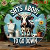 Funny Cow Themed Bathroom Vintage Metal Tin Sign Wall Art Decor