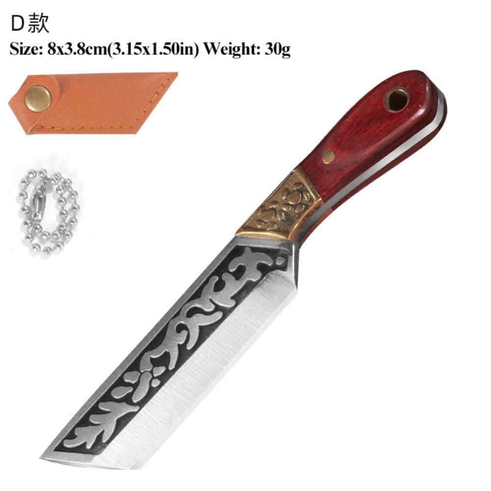 Pure Copper Head Dollhouse Miniature Items RoseWood Handle Kitchen Knife  Outdoor Camping K72 D Red