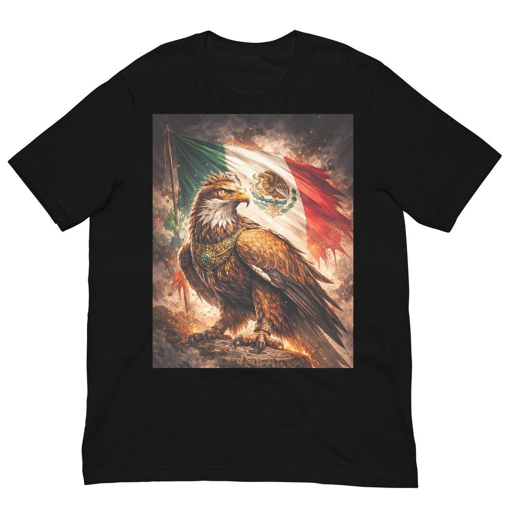 Mexican Eagle Flag Shirt, Patriotic Mexico Pride Tee, Aztec Eagle Warrior Art, Mexican Heritage Graphic T-Shirt
