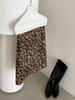 LUXI Women's Slim Leopard Print Plush Circle Skirt - American Retro Style, Winter Hip-Hugging Short Skirt.