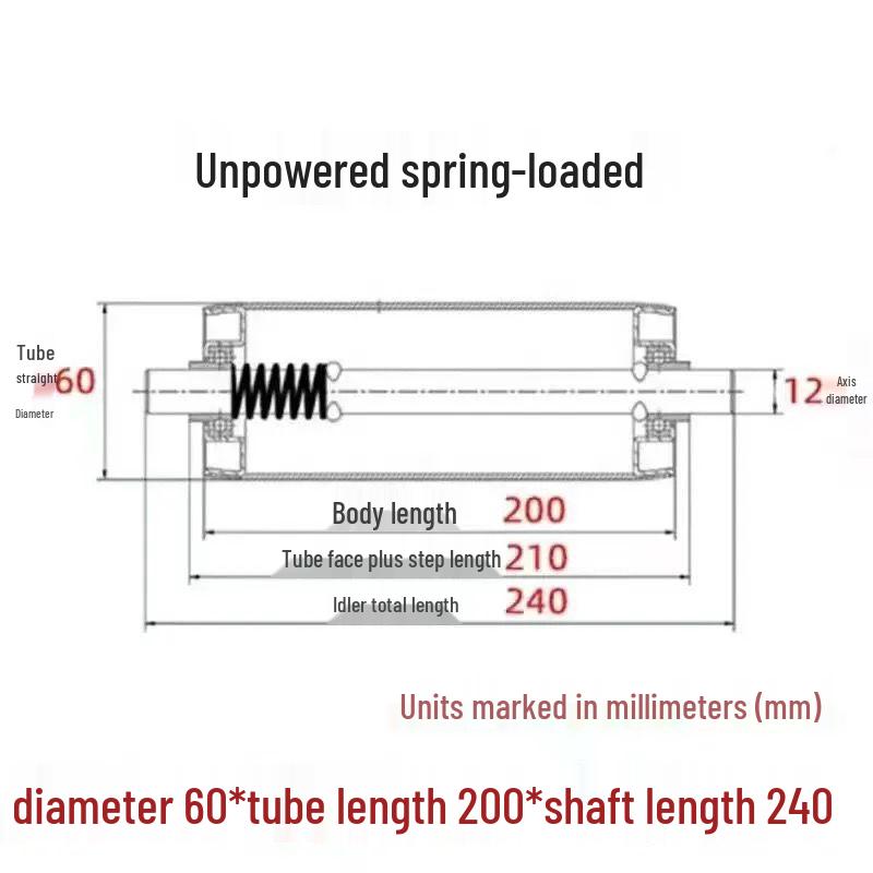Leichte verzinkte Edelstahlrolle - Nicht angetrieben 25/38/50/60mm Leerlaufrolle für Förderbänder