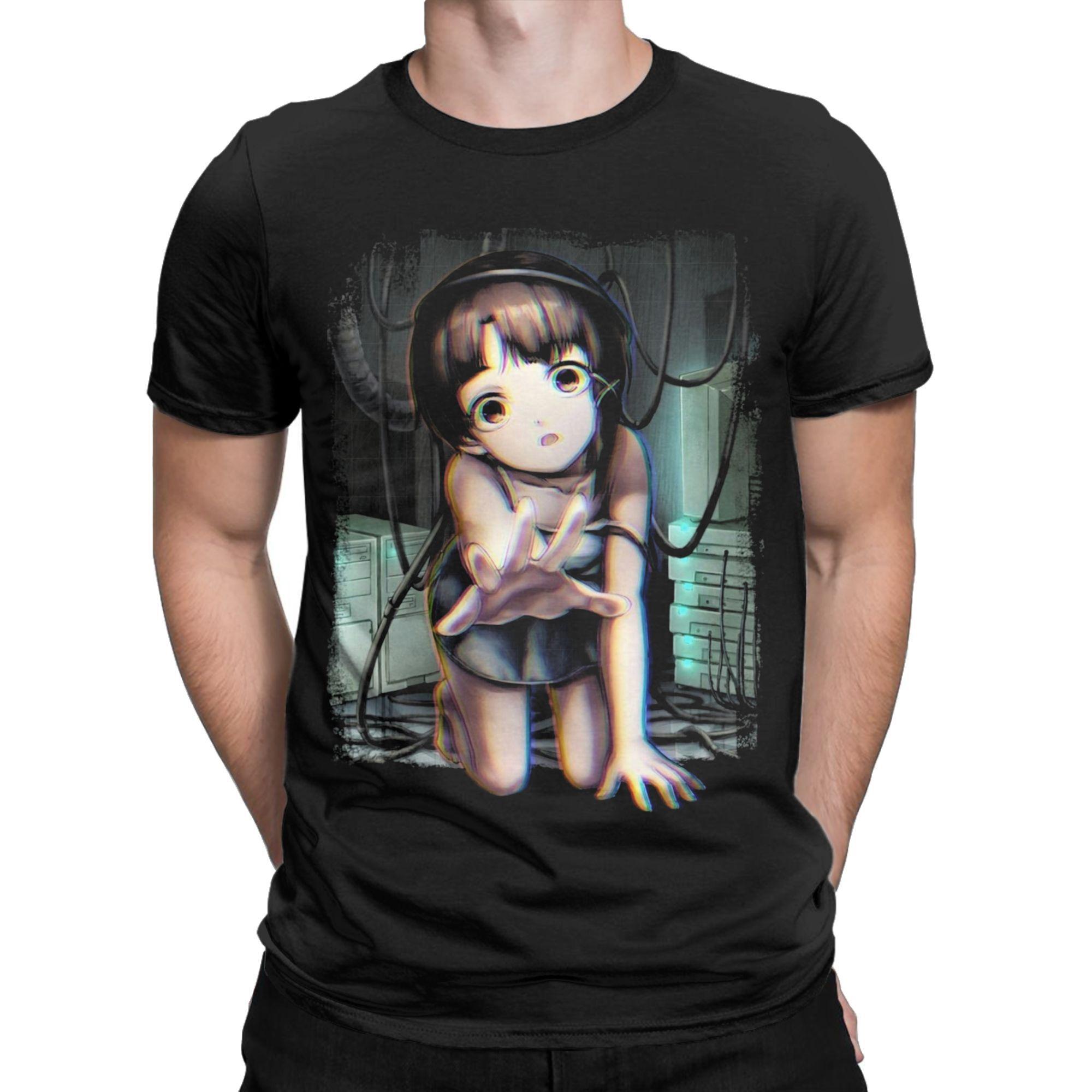 

Serial Experiments Lain Anime Merch Мужские и женские футболки Футболка из чистого хлопка с графическим принтом Футболка с рисунком Lain Iwakura Одежда S