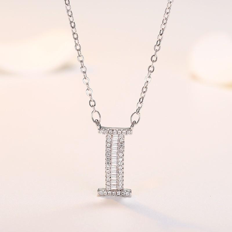 Personalized Initial Pendant Necklace Copper Plated White Gold Letter Charm Women Fashion OL Style