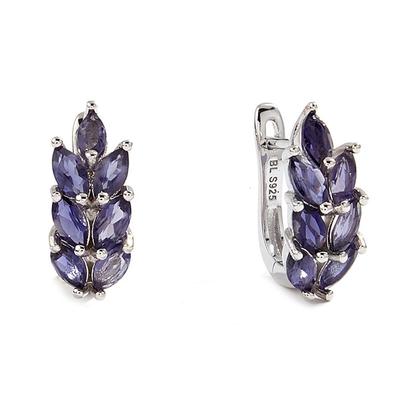 Orecchini in argento sterling 925 con pietre preziose naturali Iolite di lusso leggero per il regalo di anniversario delle donne