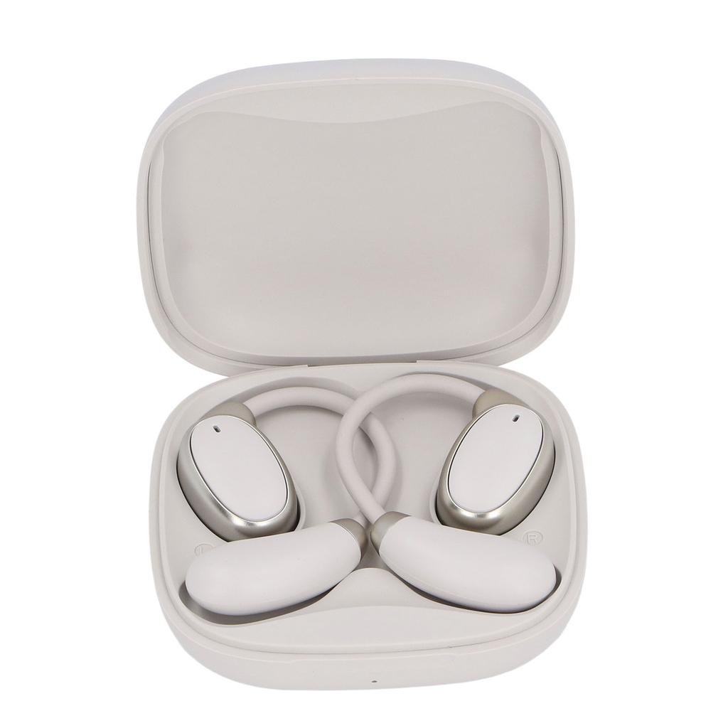 Language Translator Earbud Beige Color Bone Conduction Real Time Voice Translator Earbud
