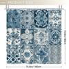Blue and White Patchwork Tile Shower Curtain  - Durable Polyester, Easy Clean, Ideal for Bathroom & Bathtub Decor