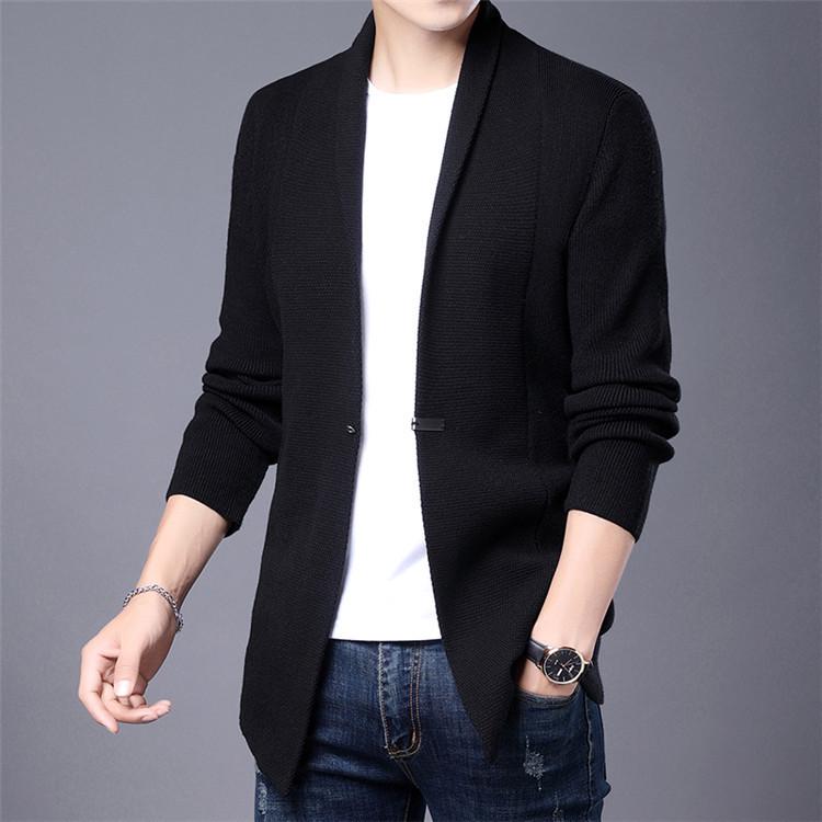 Men's Spring & Autumn Knit Cardigan Jacket - Single-Button Business Casual Top