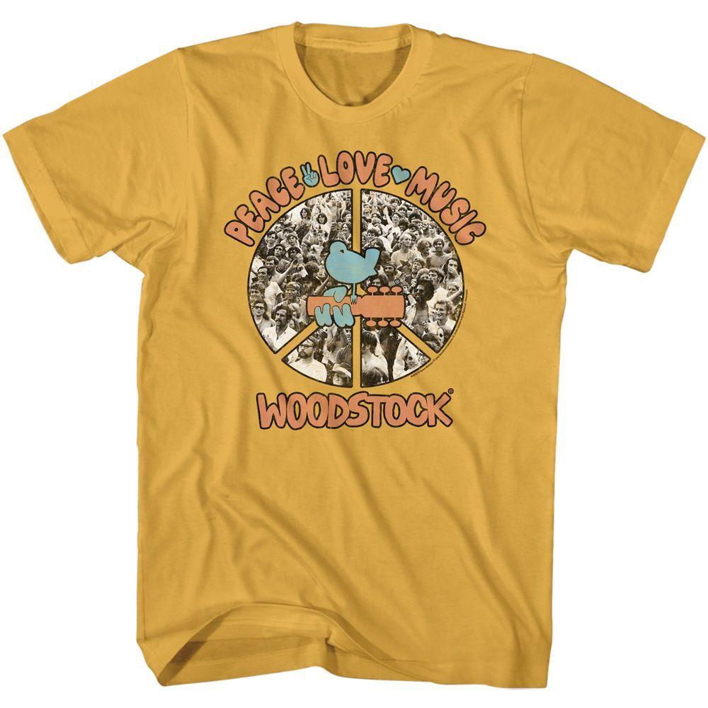 Woodstock Peace Love Music Ginger Adult T-Shirt Mens Womens Tees Top S