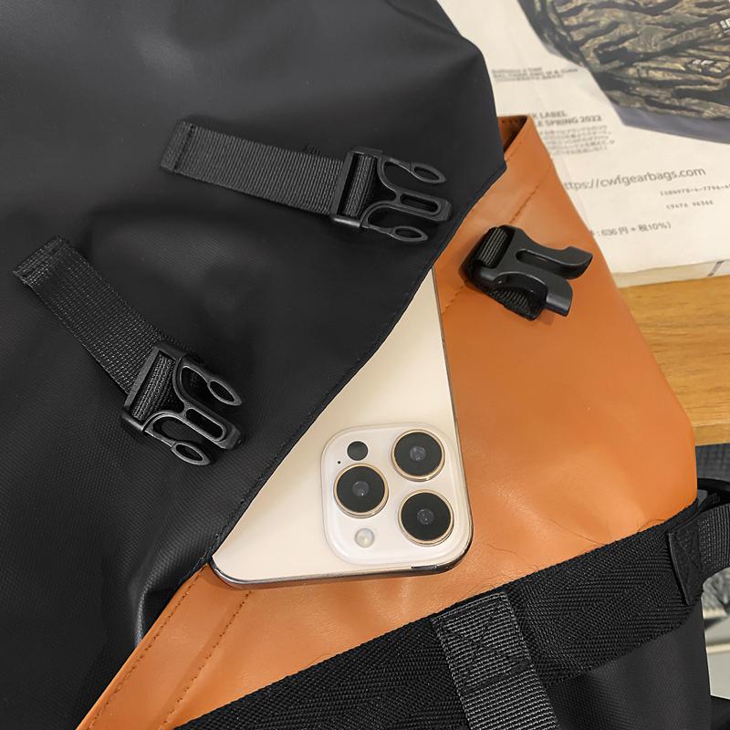 Splicing Waterproof Roll-Up Backpack Men Large Capacity Travel Bag Lightweight Sports Fitness Bag