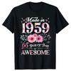 Lustiges 65-jähriges T-Shirt, Hergestellt 1959, Mit Blumenmuster, 65. Geburtstag Grafik T-Shirt für Damen und Herren, Freizeitmode, 100% Baumwolle, Locker Geschnittenes Übergroßes T-Shirt
