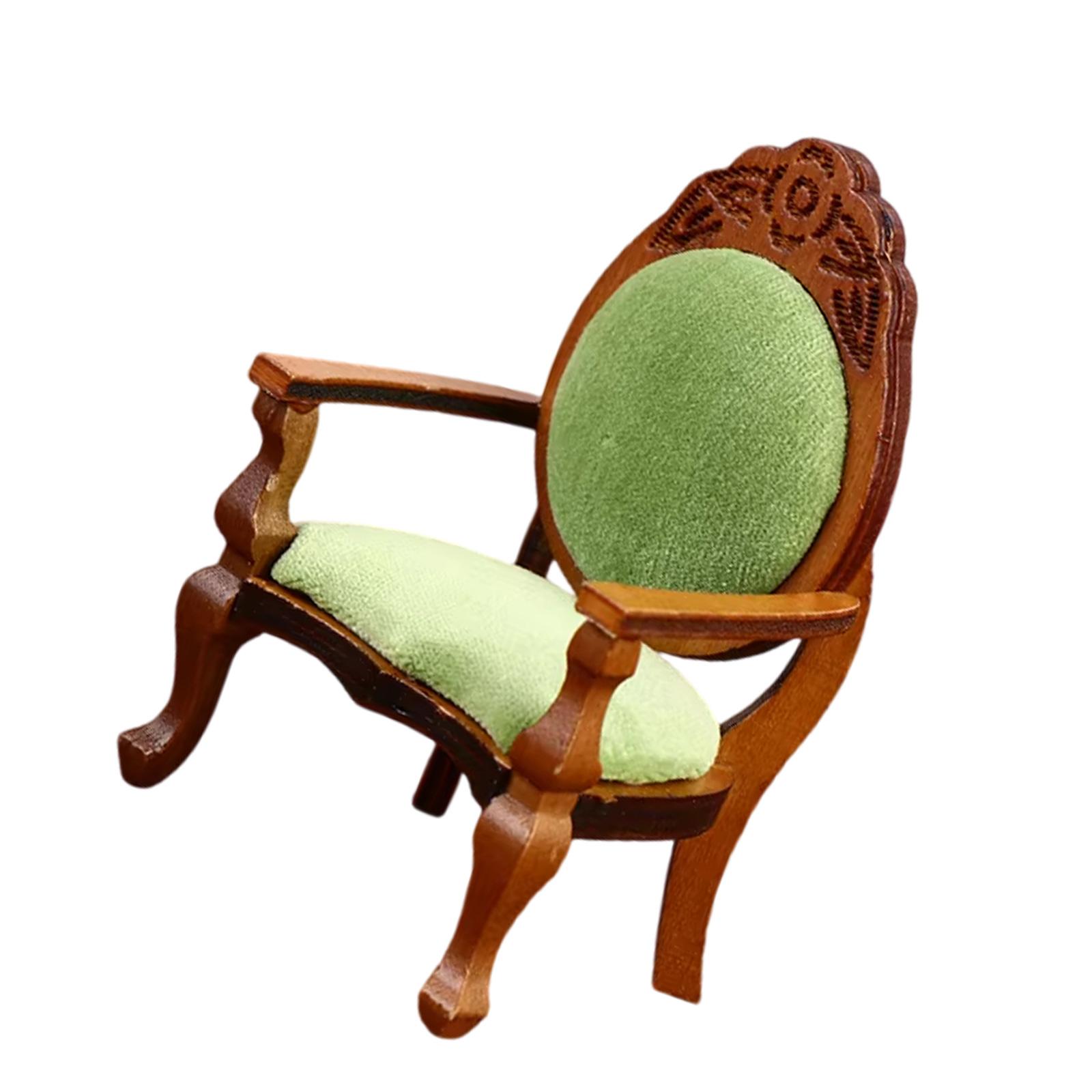 

Винтажное кресло Миниатюрная модель мебели Фигурка для украшения кукольного домика 1/12 и коллекционные модельные наборы