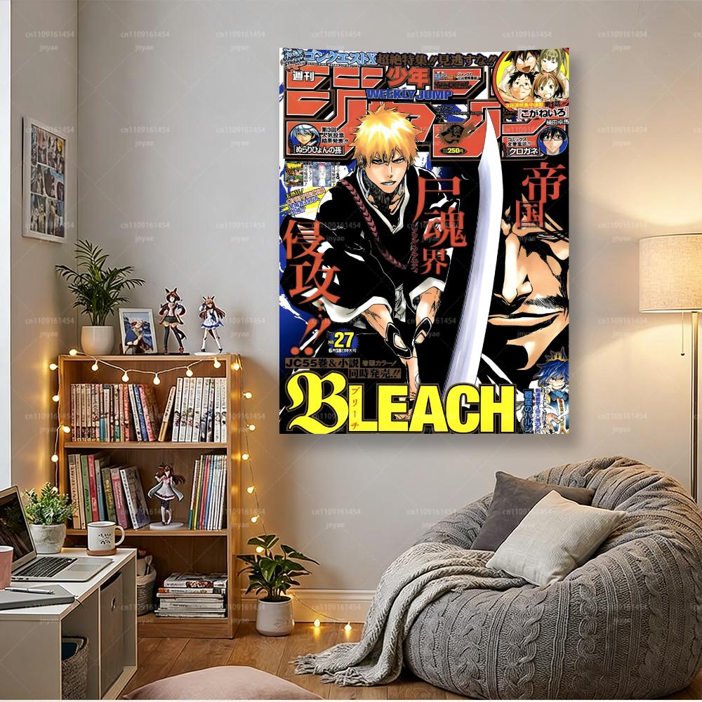 Bleach Anime Weekly Jump Cover Tapestry, Flat Print Ichigo Kurosaki Wall Hanging, Japanese Manga Decor For Bedroom & Fan Gift