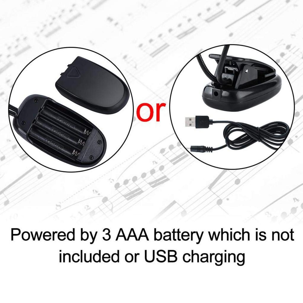 Clip-on Music Stand Light with USB Cable, High Brightness, Lightweight, Durable, for Music Stands, Night Reading, and Maintenance Work, 8 Beads